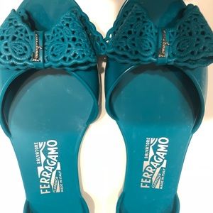 Blue Ferragamo sandals